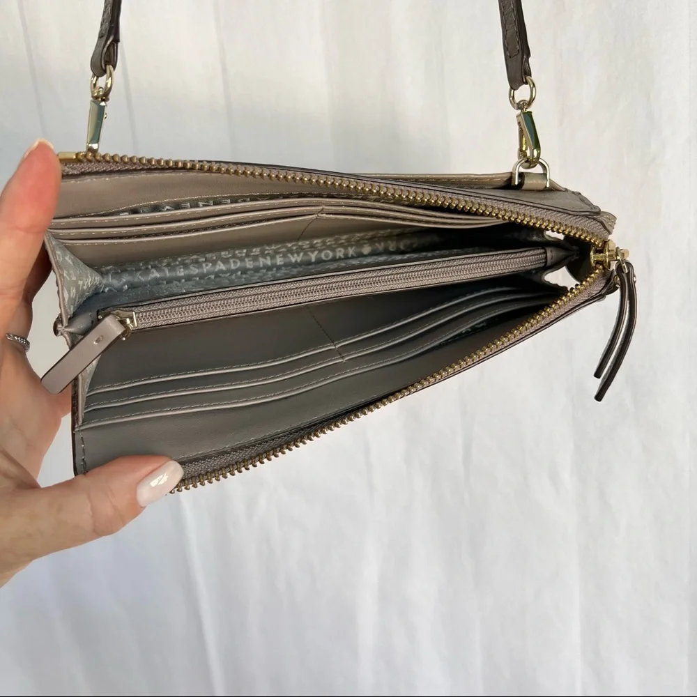 Kate Spade Jackson Small Tab Crossbody, taupe/gray - Picture 6 of 11